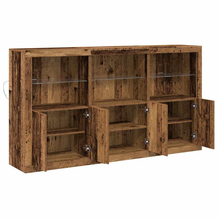 LED Sideboard Gammelt træ 162 x 37 x 100 cm Konstrueret træ