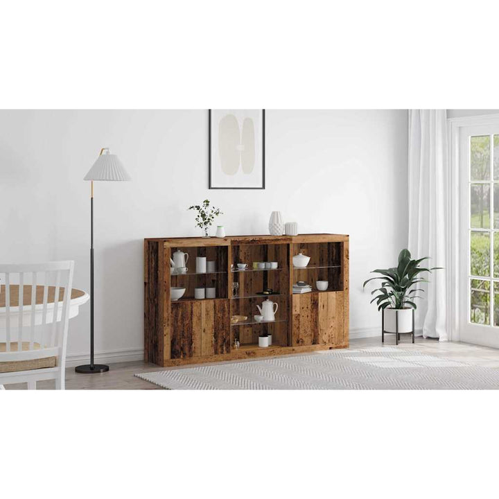 LED Sideboard Gammelt træ 181,5 x 37 x 100 cm Konstrueret træ