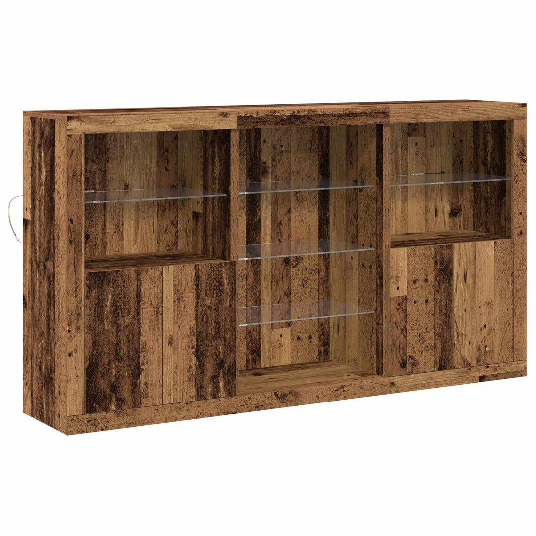 LED Sideboard Gammelt træ 181,5 x 37 x 100 cm Konstrueret træ