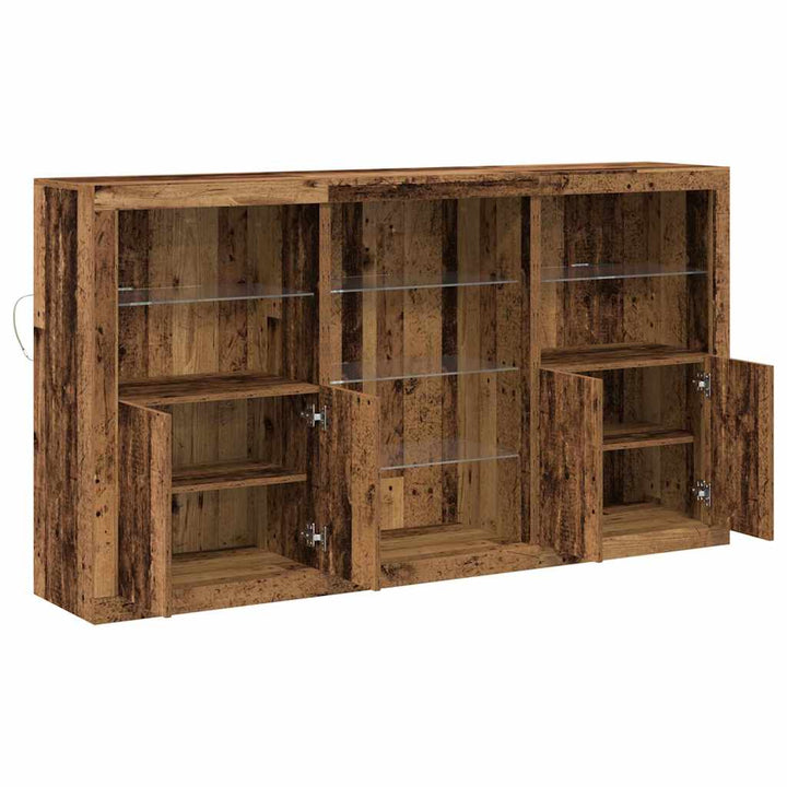 LED Sideboard Gammelt træ 181,5 x 37 x 100 cm Konstrueret træ