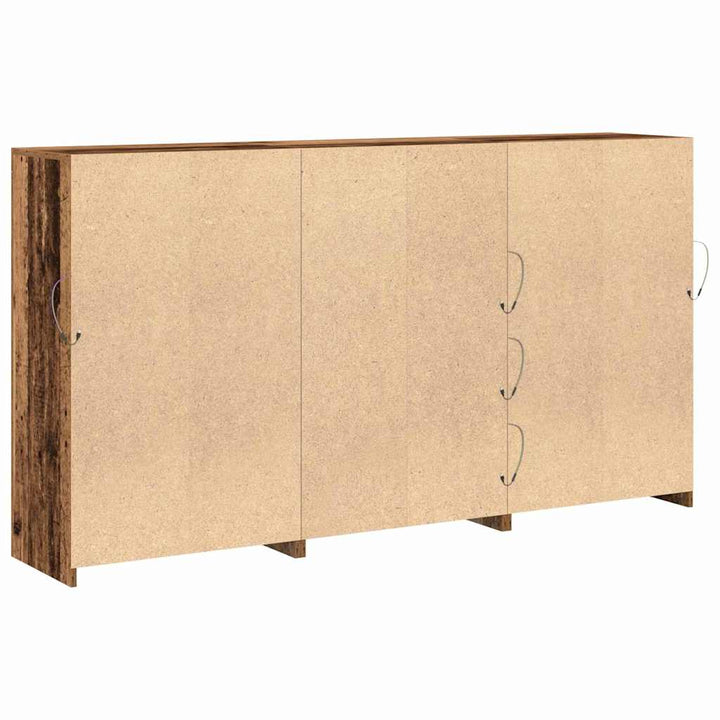 LED Sideboard 3 pcs Gammelt træ 202 x 37 x 100 cm