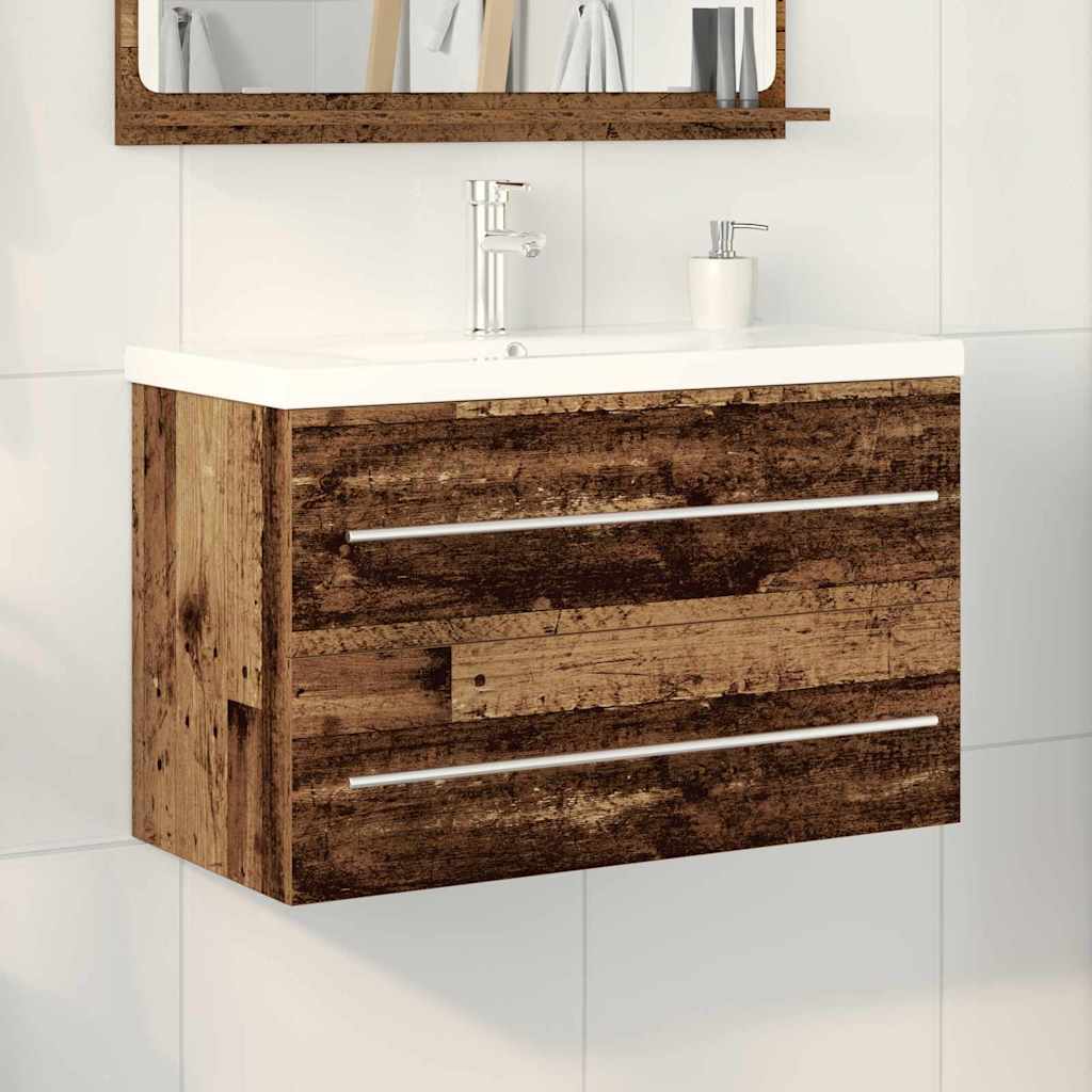 Badeværelsesskabsunder 2 pcs Gammelt træ 80 x 38,5 x 48 cm
