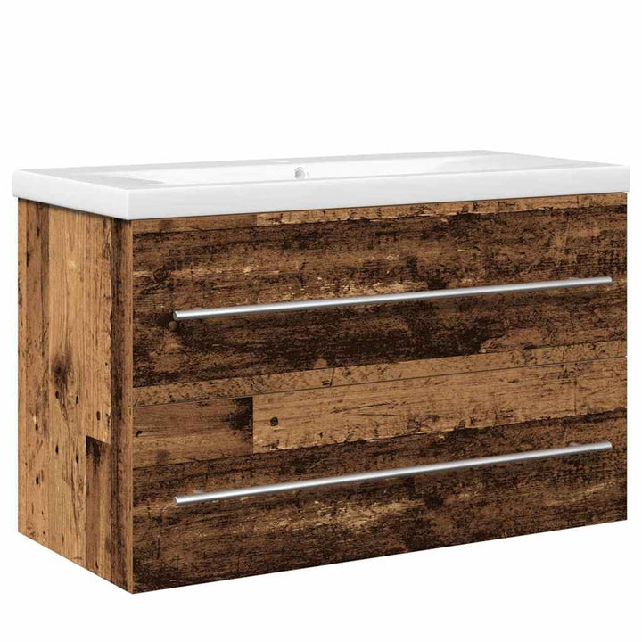 Badeværelsesskabsunder 2 pcs Gammelt træ 80 x 38,5 x 48 cm