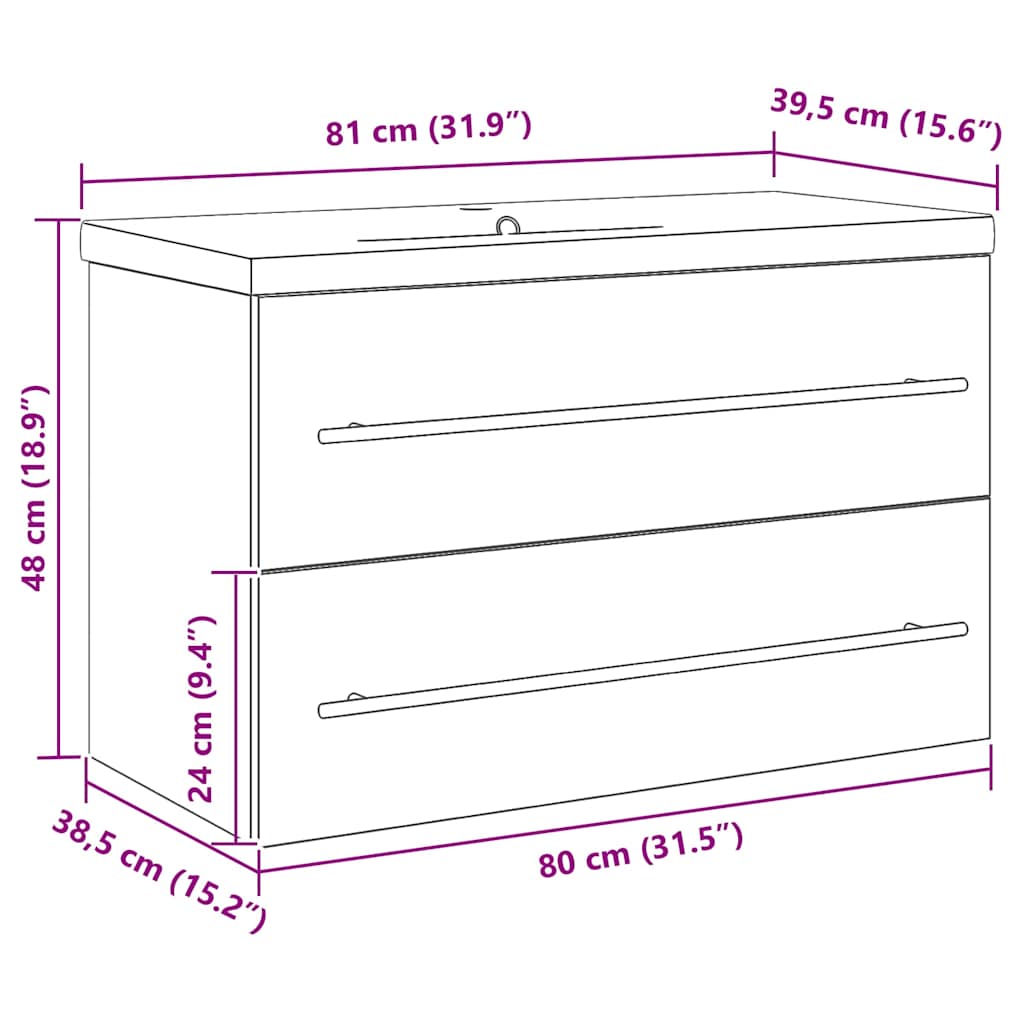Badeværelsesskabsunder 2 pcs Gammelt træ 80 x 38,5 x 48 cm