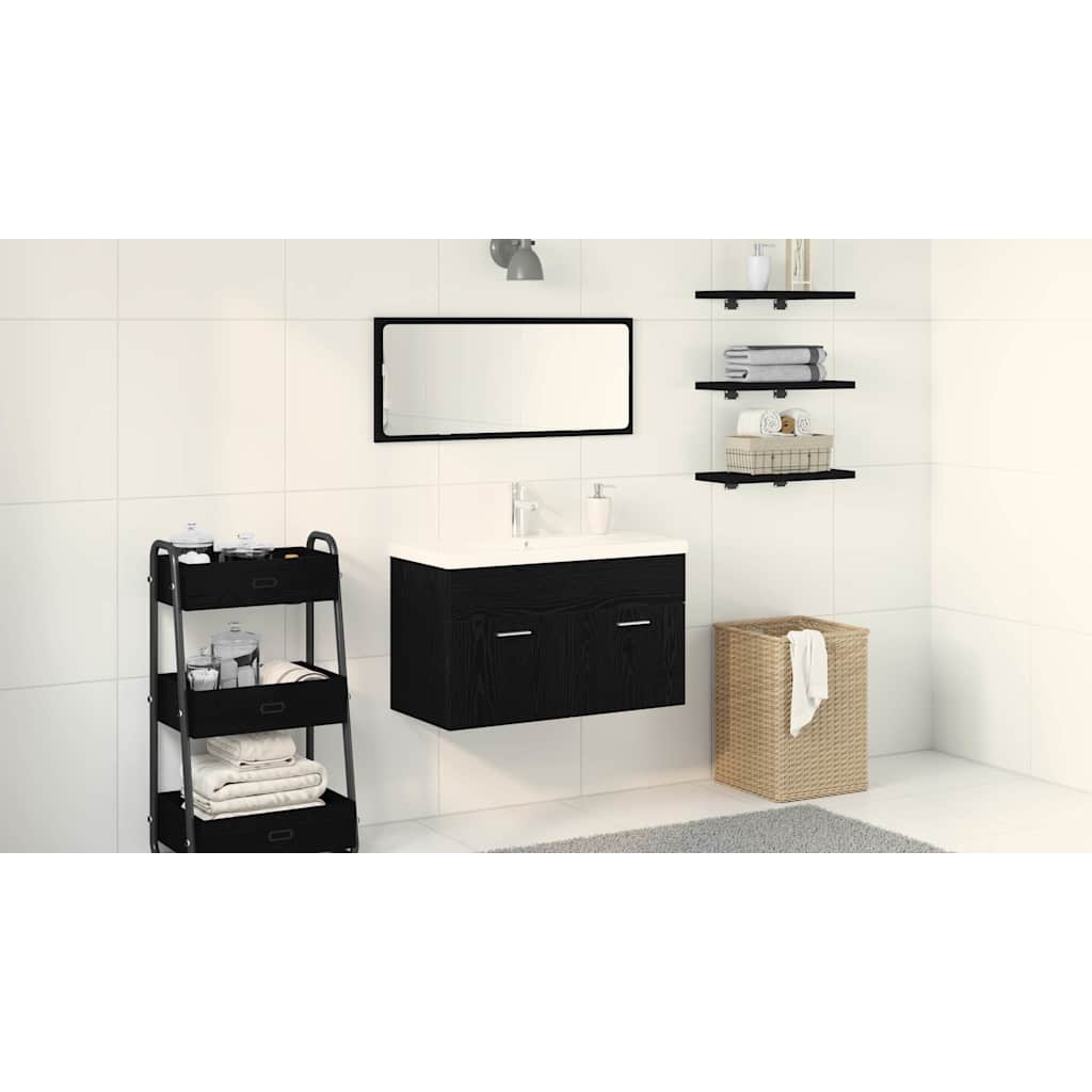 Badeværelsesskab Sort eg 80 x 38,5 x 46 cm Konstrueret træ