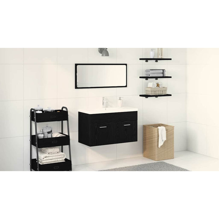 Badeværelsesskab Sort eg 80 x 38,5 x 46 cm Konstrueret træ