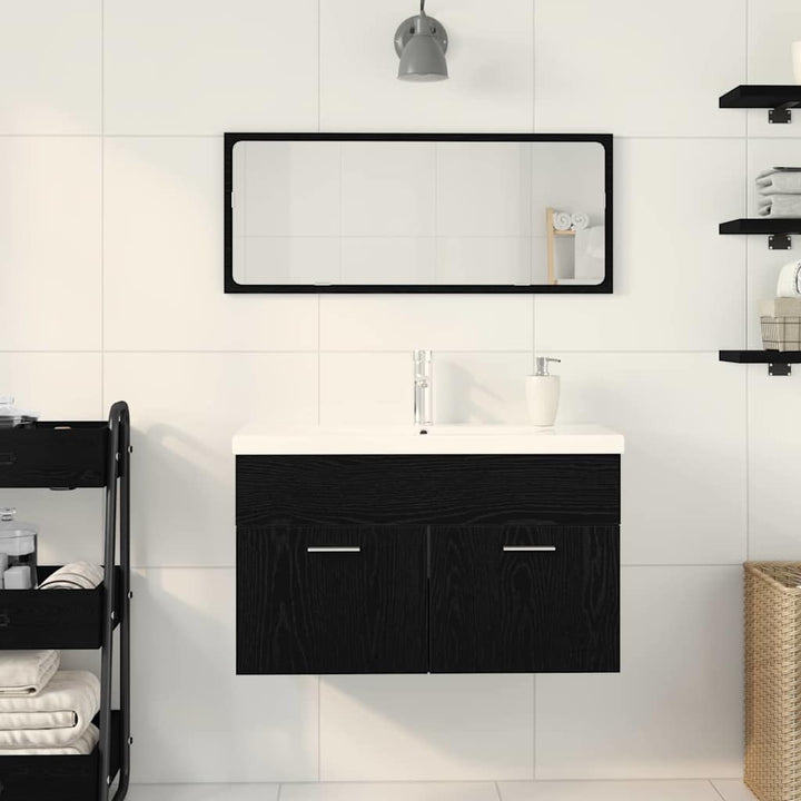 Badeværelsesskab Sort eg 80 x 38,5 x 46 cm Konstrueret træ