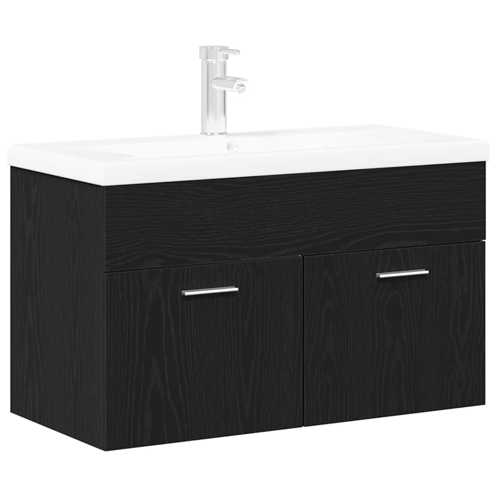 Badeværelsesskab Sort eg 80 x 38,5 x 46 cm Konstrueret træ