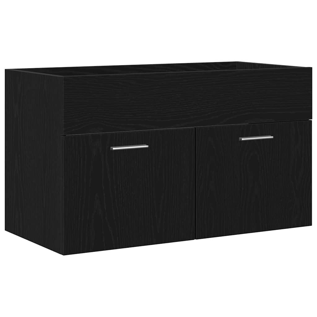 Badeværelsesskab Sort eg 80 x 38,5 x 46 cm Konstrueret træ