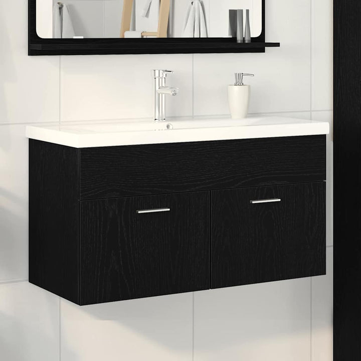 Badeværelsesskab Sort eg 90 x 38,5 x 46 cm Konstrueret træ