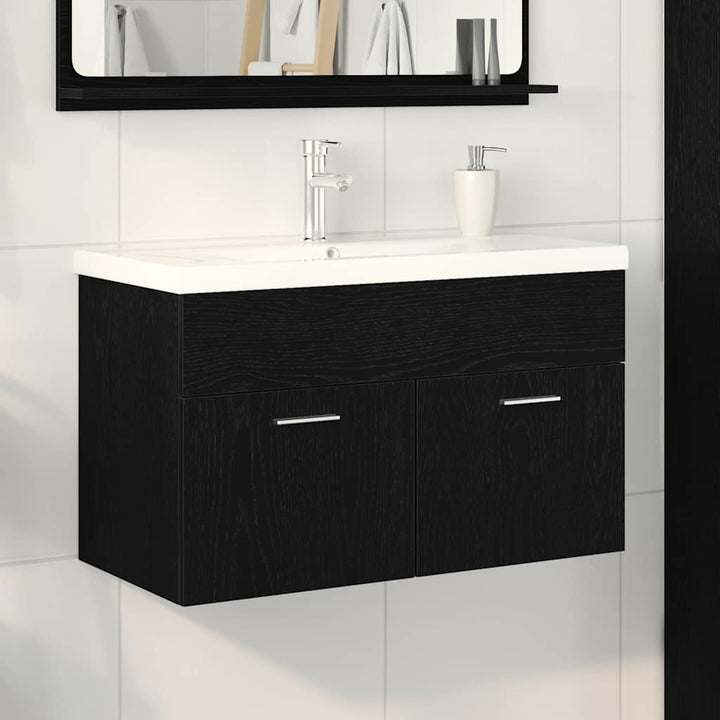Badeværelsesskab Sort eg 80 x 38,5 x 46 cm Konstrueret træ