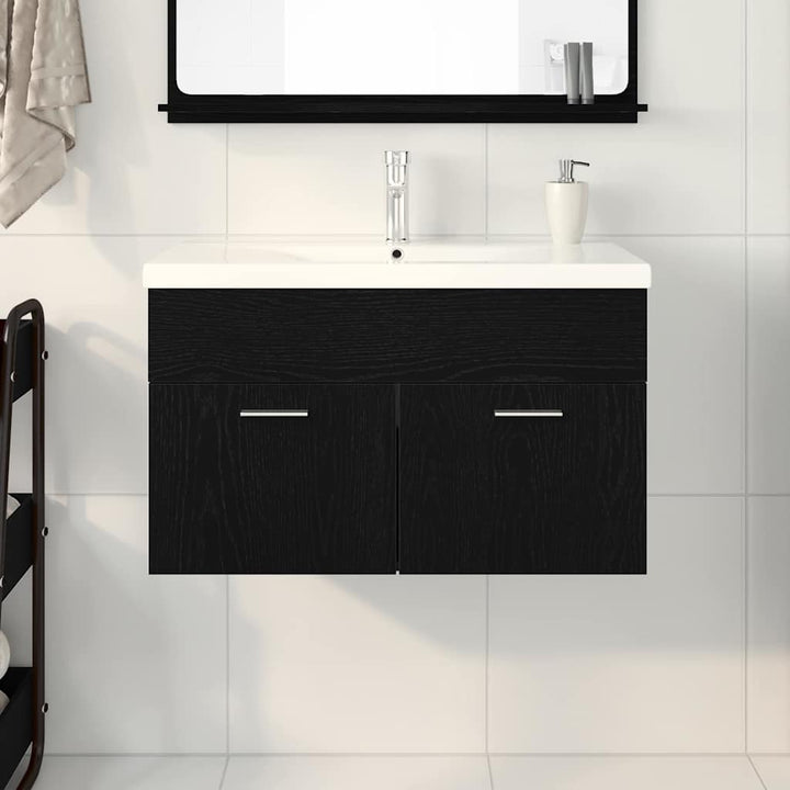 Badeværelsesskab Sort eg 80 x 38,5 x 46 cm Konstrueret træ
