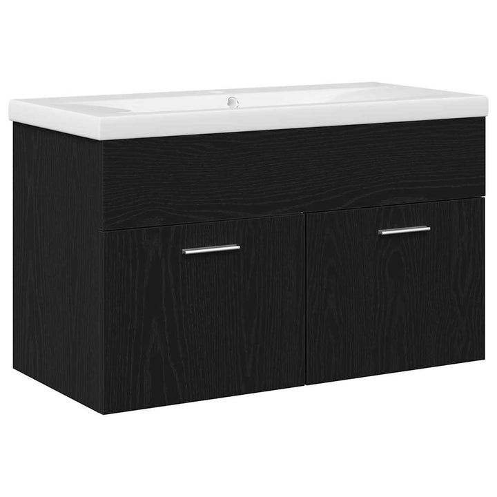 Badeværelsesskab Sort eg 80 x 38,5 x 46 cm Konstrueret træ