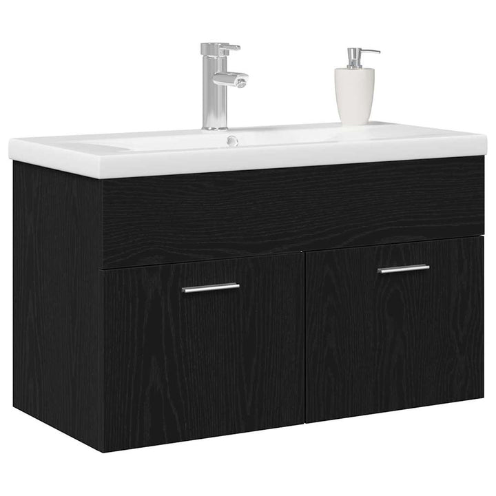 Badeværelsesskab Sort eg 80 x 38,5 x 46 cm Konstrueret træ