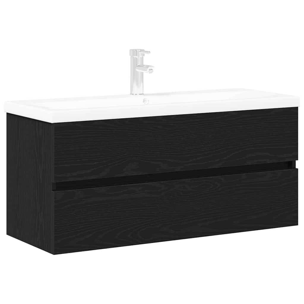 Badeværelsesskabsunder Sort eg 90 x 39 x 62 cm Konstrueret træ