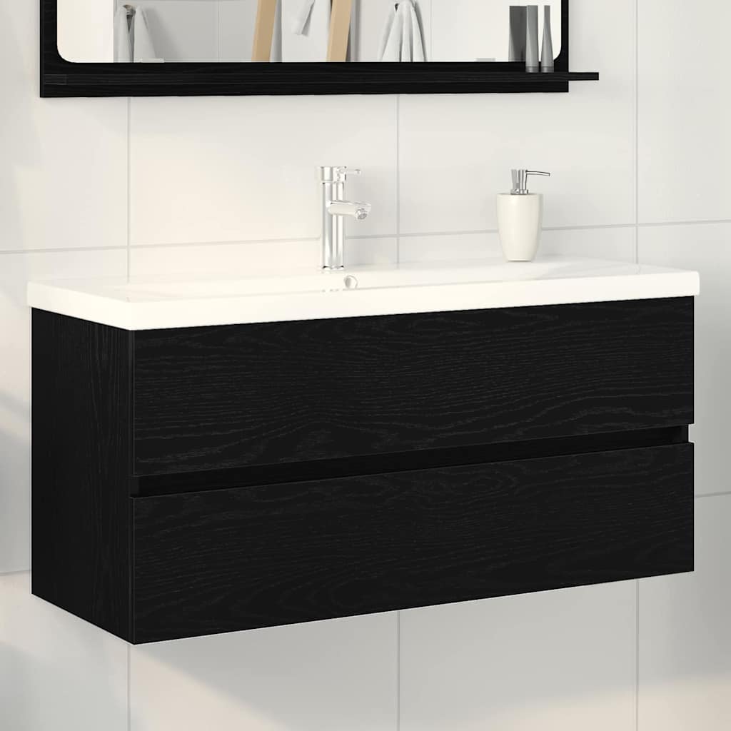 Badeværelsesskabsunder Sort eg 100 x 39 x 62 cm Konstrueret træ