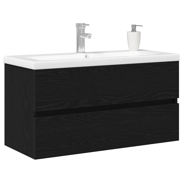 Badeværelsesskabsunder Sort eg 90 x 39 x 62 cm Konstrueret træ