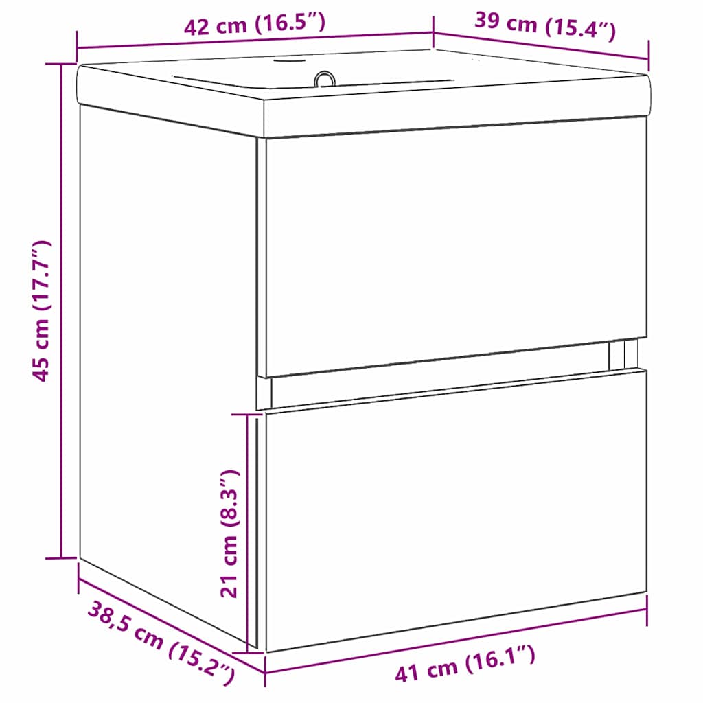 Badeværelsesskabsunder Sort eg 80 x 39 x 62 cm Konstrueret træ