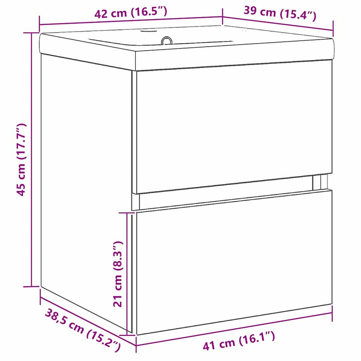 Badeværelsesskabsunder Sort eg 80 x 39 x 62 cm Konstrueret træ