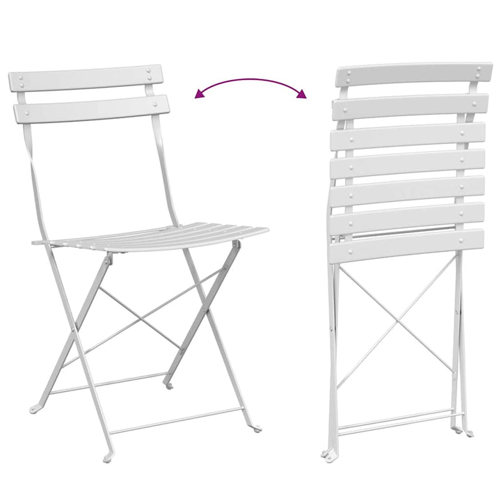 Have sammenslåelig stol 2 pcs Hvid 42 x 46 x 82cm Metal