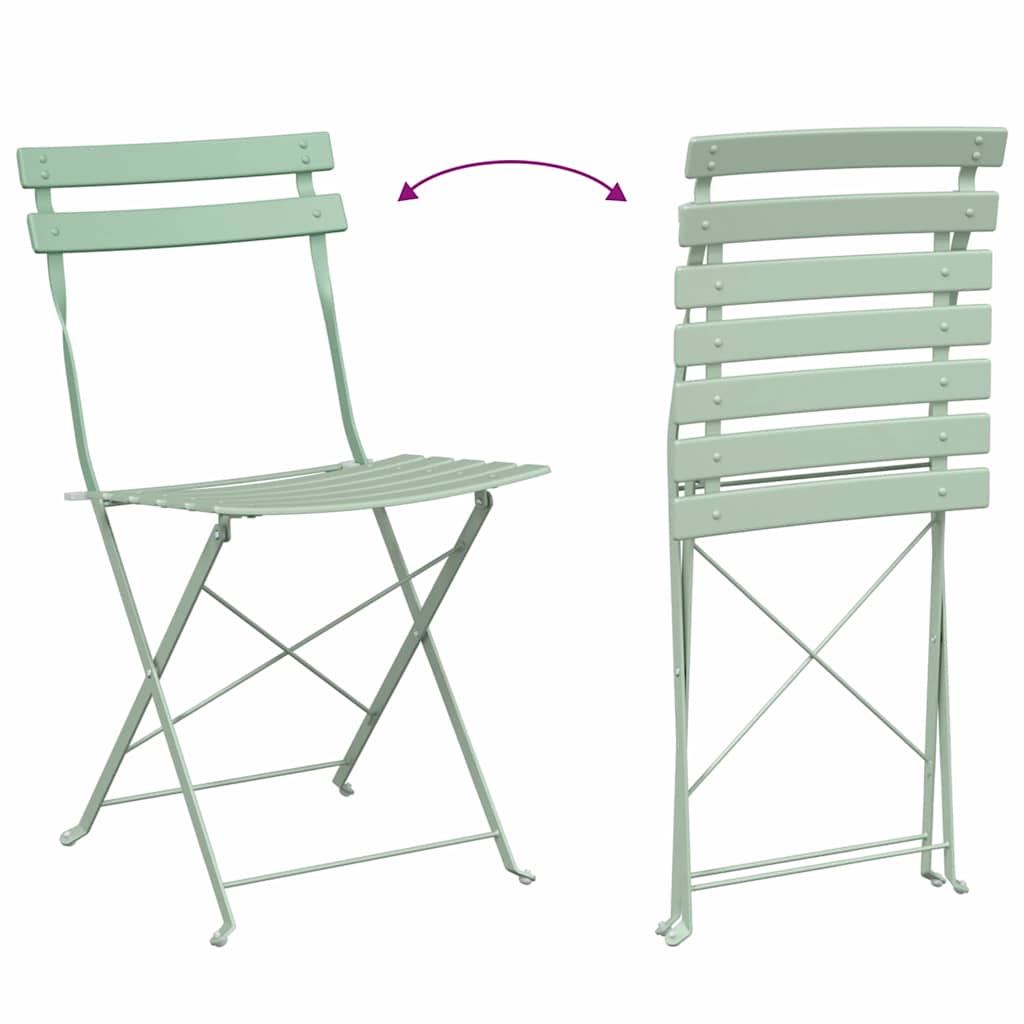 Have sammenslåelig stol 2 pcs Lys mint 42 x 46 x 82cm Metal