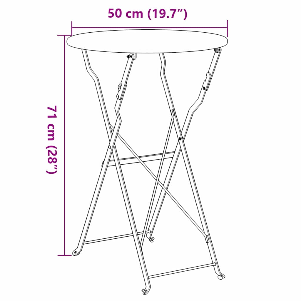 Bistrobord Mørkegrøn Ø 50 x 71 cm Pulverlakeret stål