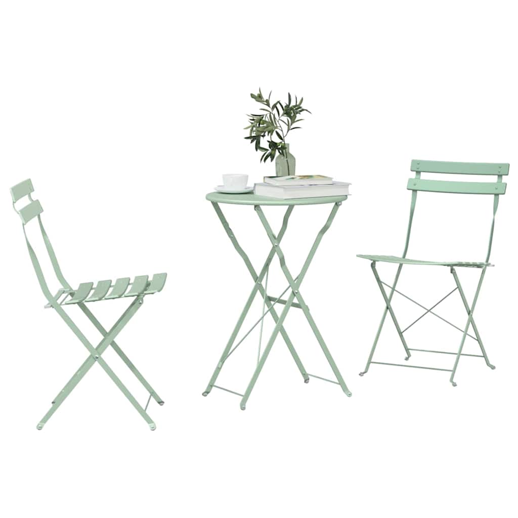 Sammenklappeligt Bistro Sæt 3 pcs Seafoam Stål