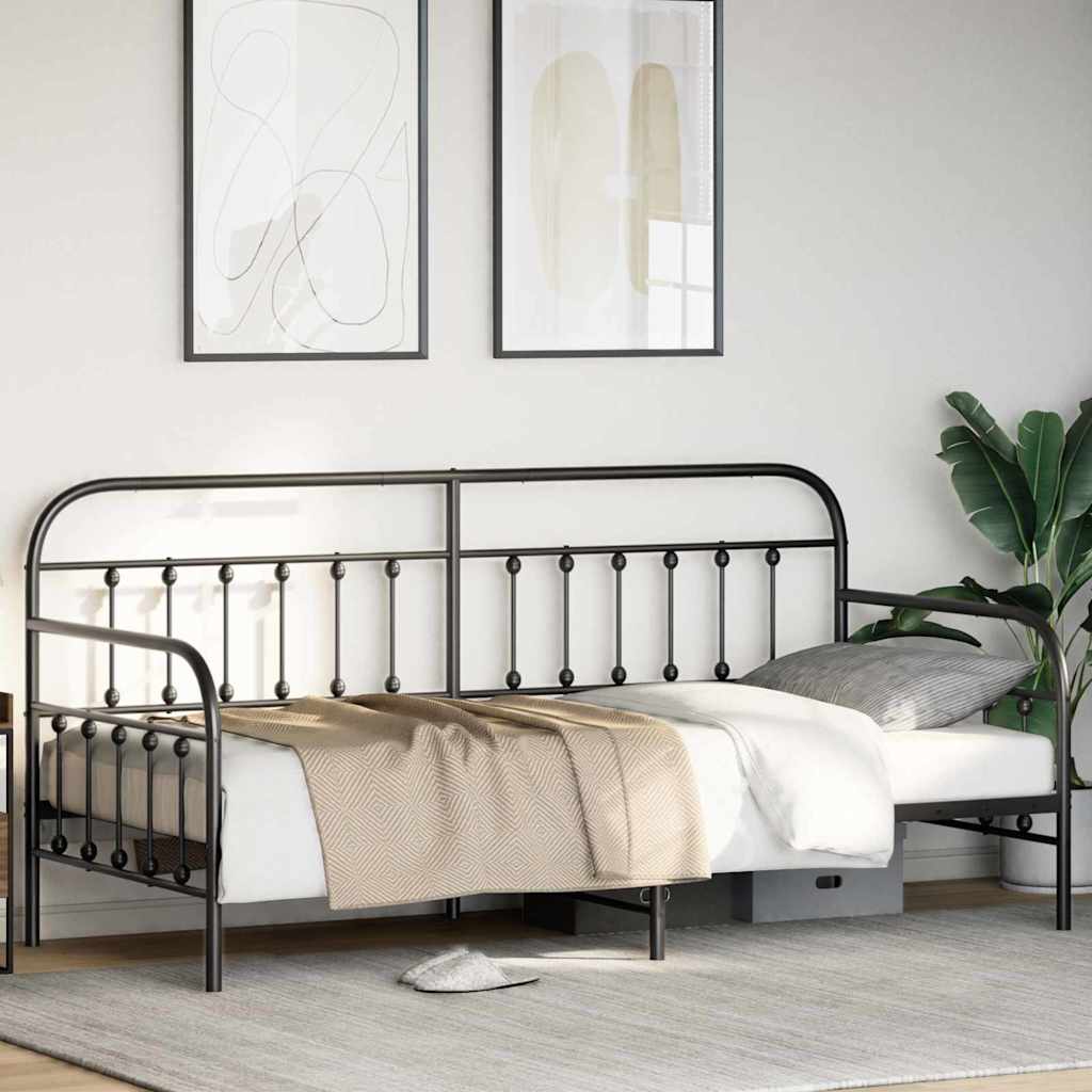 Dagsengramme Sort 90 x 190 cm Pulverlakeret stål