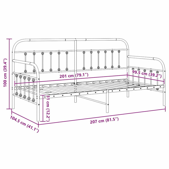 Dagsengramme Sort 100 x 200 cm Pulverlakeret stål