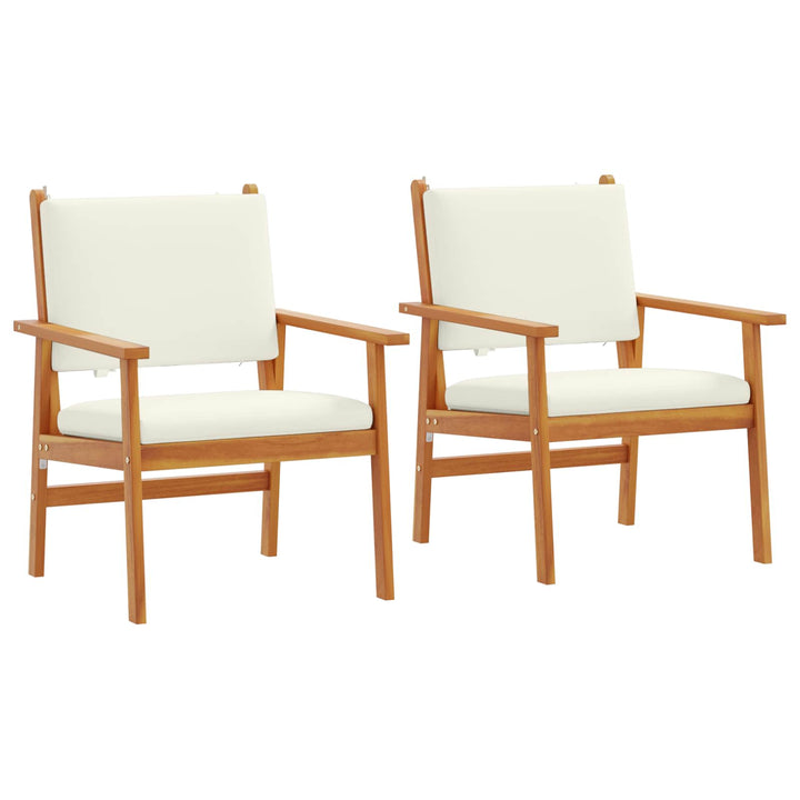 Have Stol med pude 2 pcs Cremehvid Massivt Akacietræ