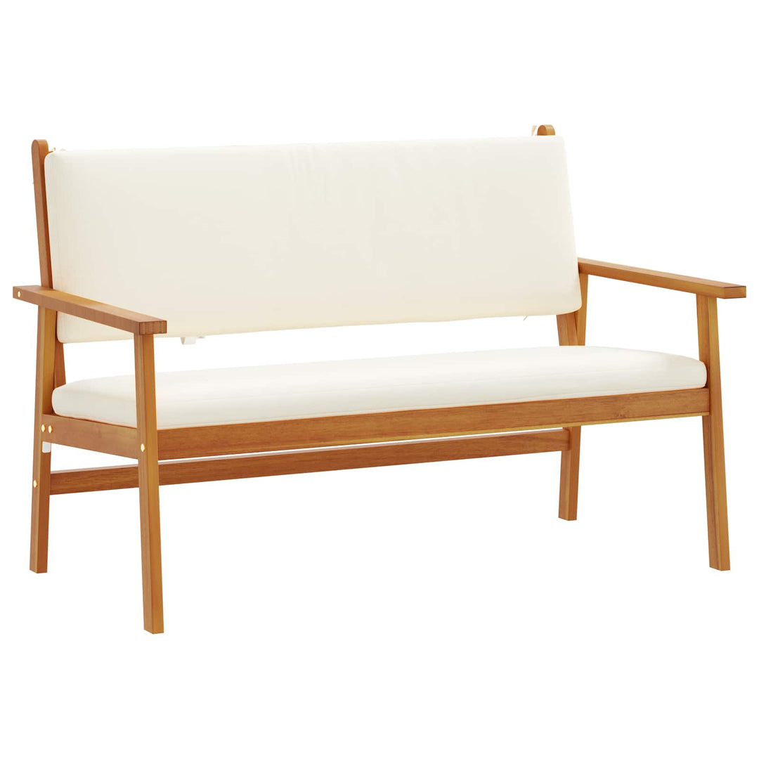 Havesofa Sæt med pude 2 pcs Cremehvid Massivt Akacietræ