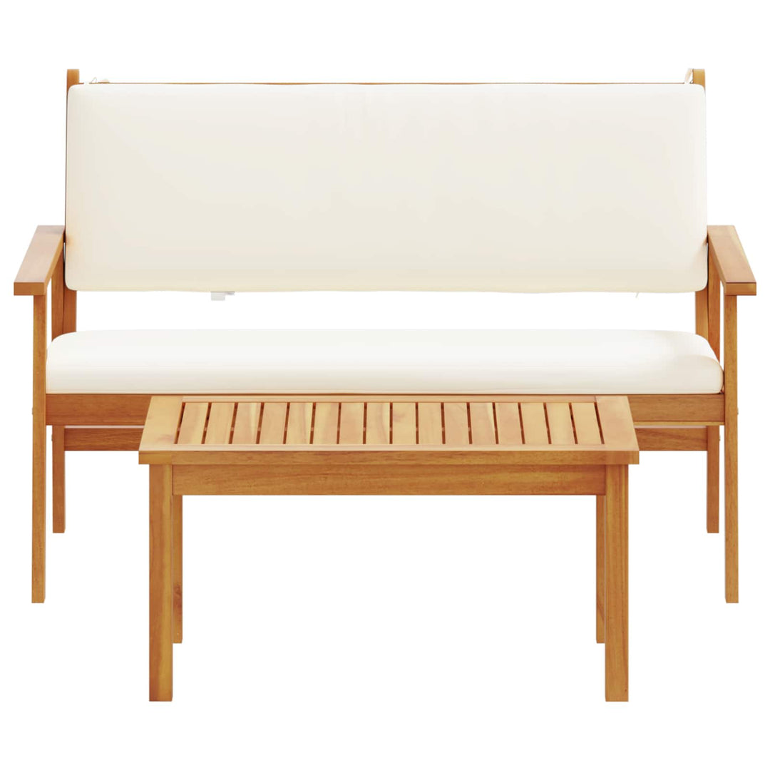 Havesofa Sæt med pude 2 pcs Cremehvid Massivt Akacietræ