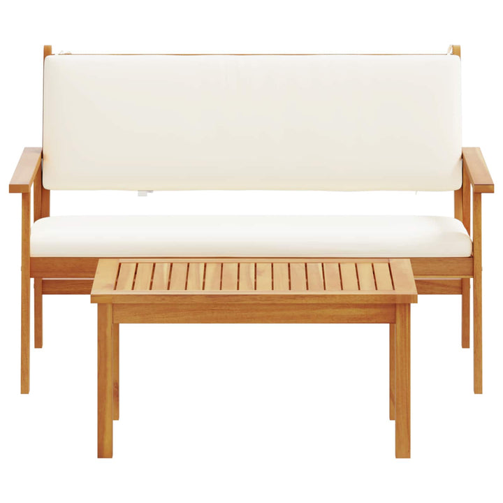 Havesofa Sæt med pude 2 pcs Cremehvid Massivt Akacietræ