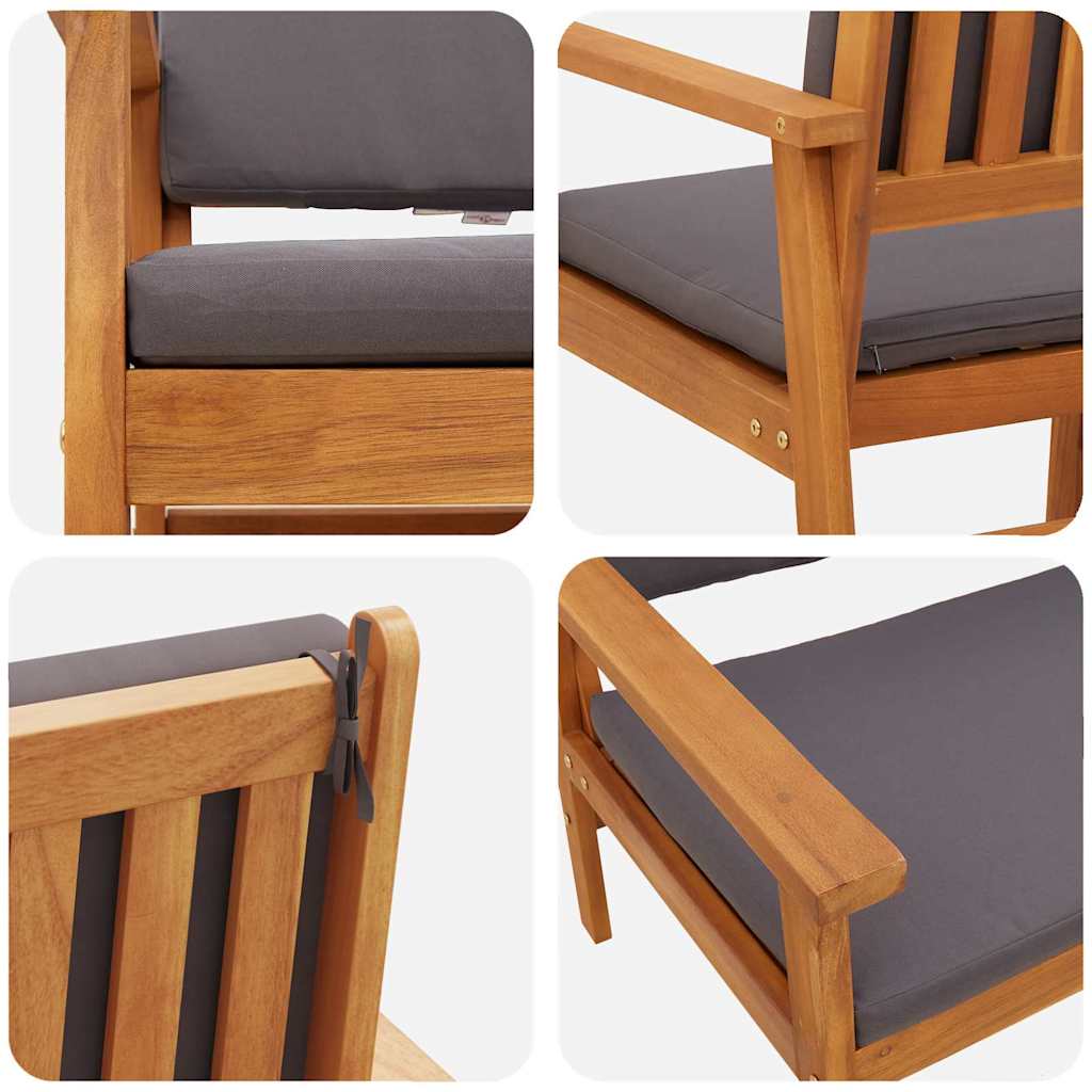 Have Stol med pude 2 pcs Antracit Massivt Akacietræ