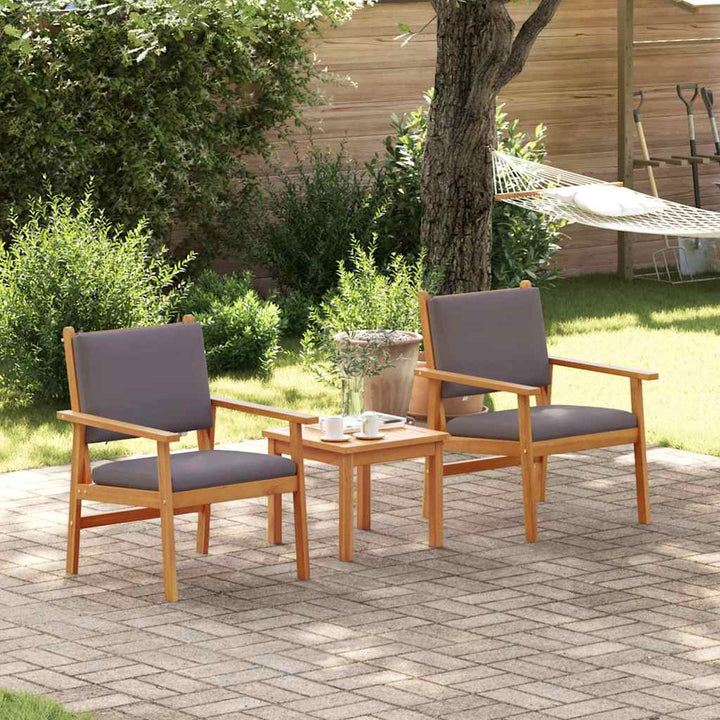 Have Stol med pude 2 pcs Antracit Massivt Akacietræ