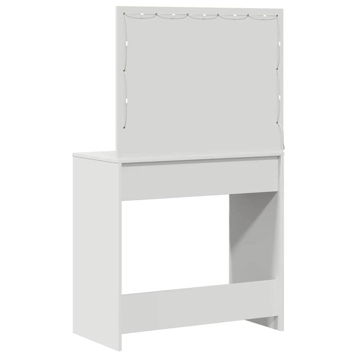 Klædeskab med spejllys Hvid 78,5 x 41 x 135 cm Konstrueret træ