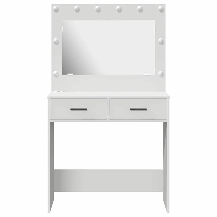Klædeskab med spejllys Hvid 78,5 x 41 x 135 cm Konstrueret træ