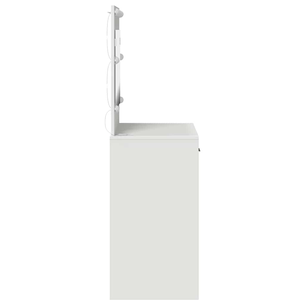 Klædeskab med spejllys Hvid 78,5 x 41 x 135 cm Konstrueret træ