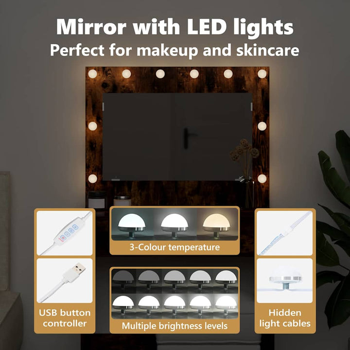 Klædeskab med spejl Røget eg 78,5 x 41 x 135 cm Konstrueret træ