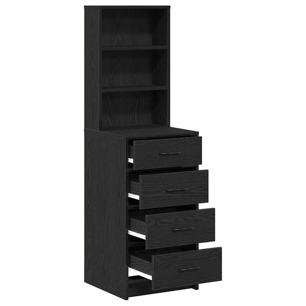 Highboard med skuffe Sort eg 40 x 41 x 135 cm Konstrueret træ