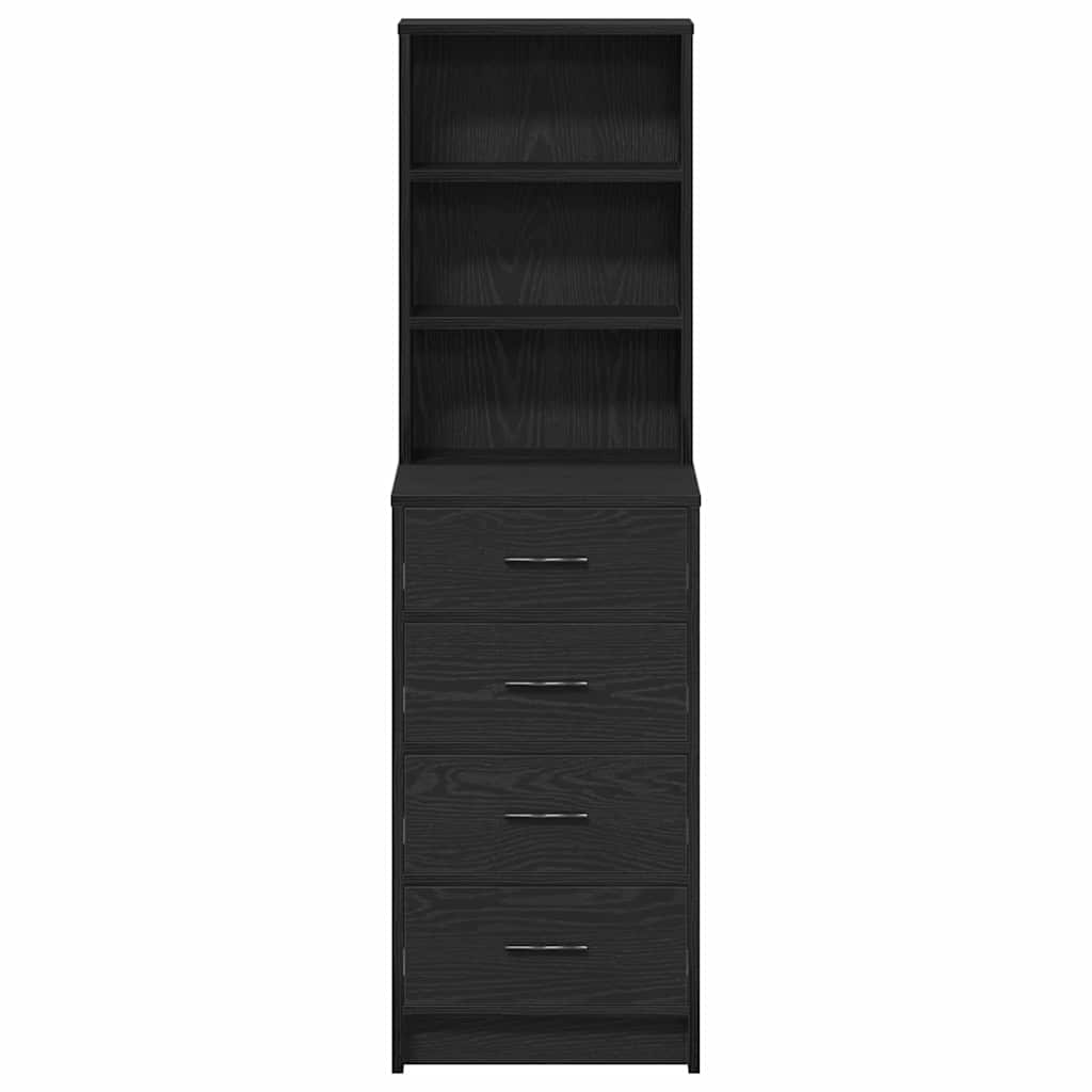 Highboard med skuffe Sort eg 40 x 41 x 135 cm Konstrueret træ