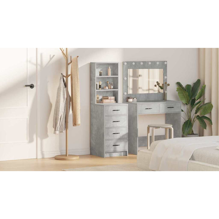 Highboard med skuffe Betongrå 40 x 41 x 135 cm Konstrueret træ