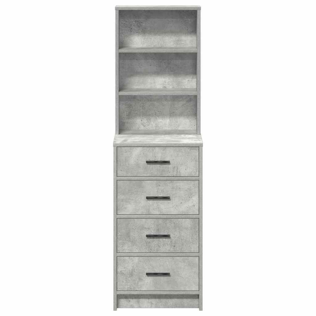 Highboard med skuffe Betongrå 40 x 41 x 135 cm Konstrueret træ