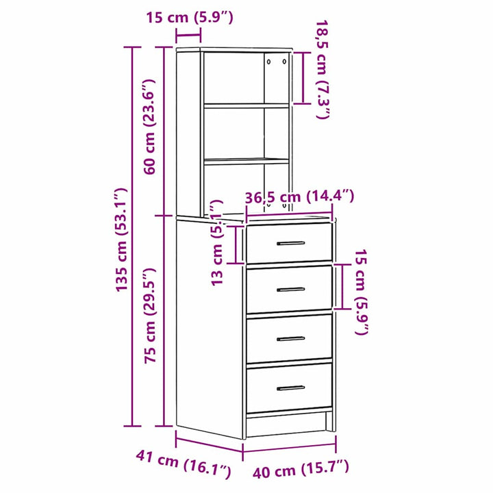 Highboard artisan eg 40 x 41 x 135 cm Konstrueret træ