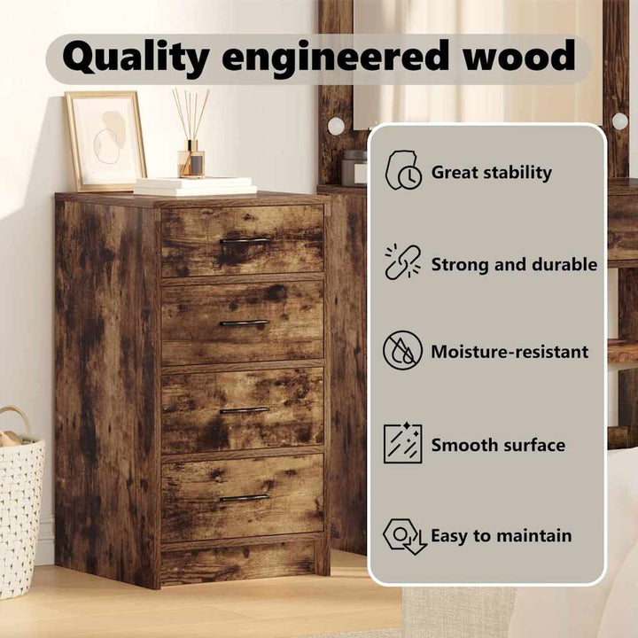 Sideboard med skuffe Røget eg 40 x 41 x 75 cm Konstrueret træ