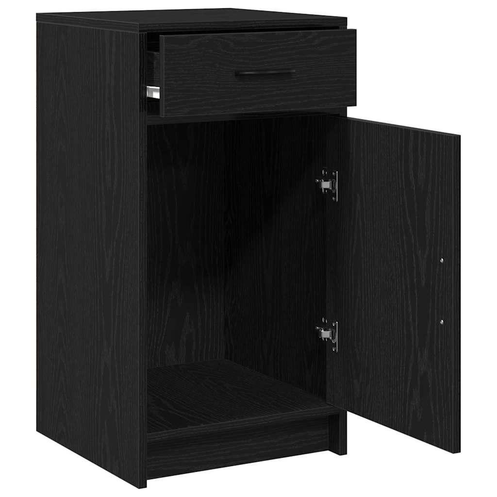 Sideboard med skuffe Sort eg 40 x 40.5 x 75 cm Konstrueret træ