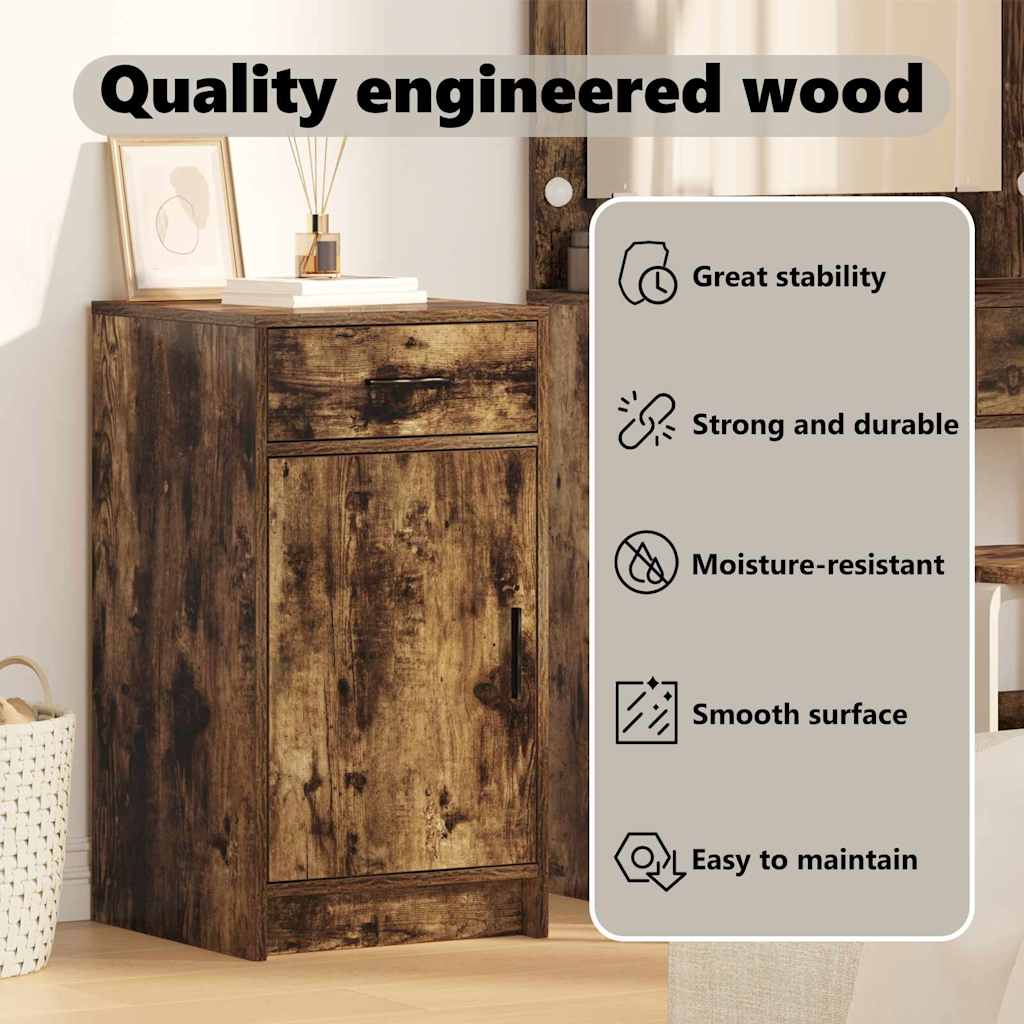 Sideboard med skuffe Røget eg 40 x 40.5 x 75 cm Konstrueret træ