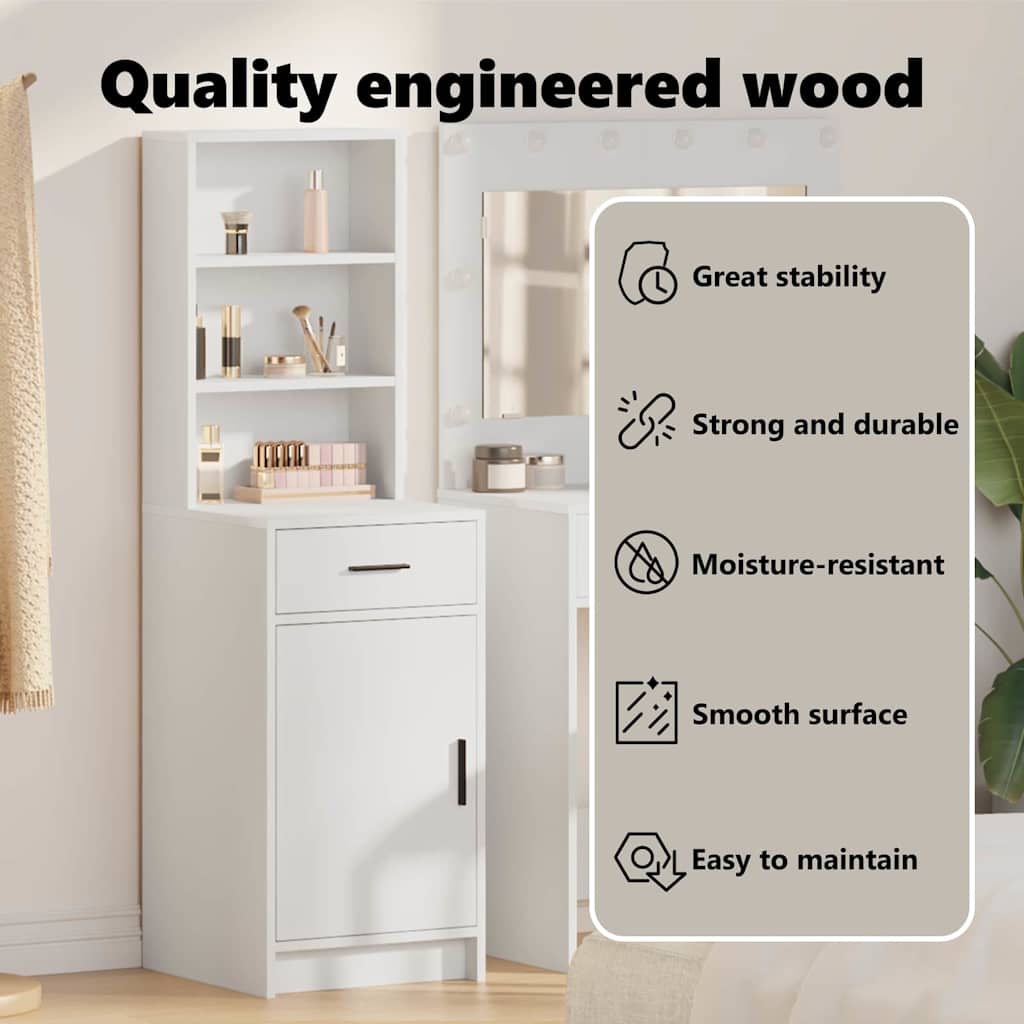 Highboard med skuffe Hvid 40 x 40,5 x 135 cm Konstrueret træ