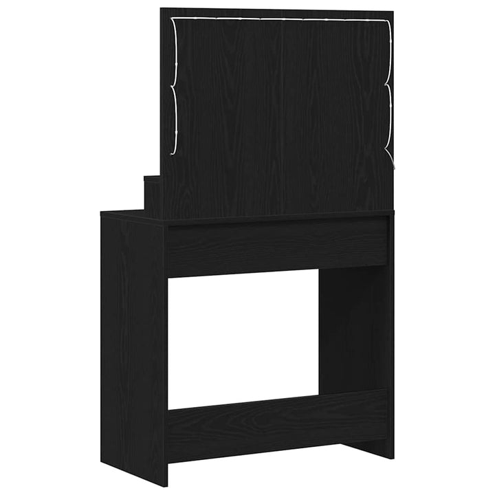 Klædeskab med spejllys Sort eg 79 x 41 x 135 cm Konstrueret træ