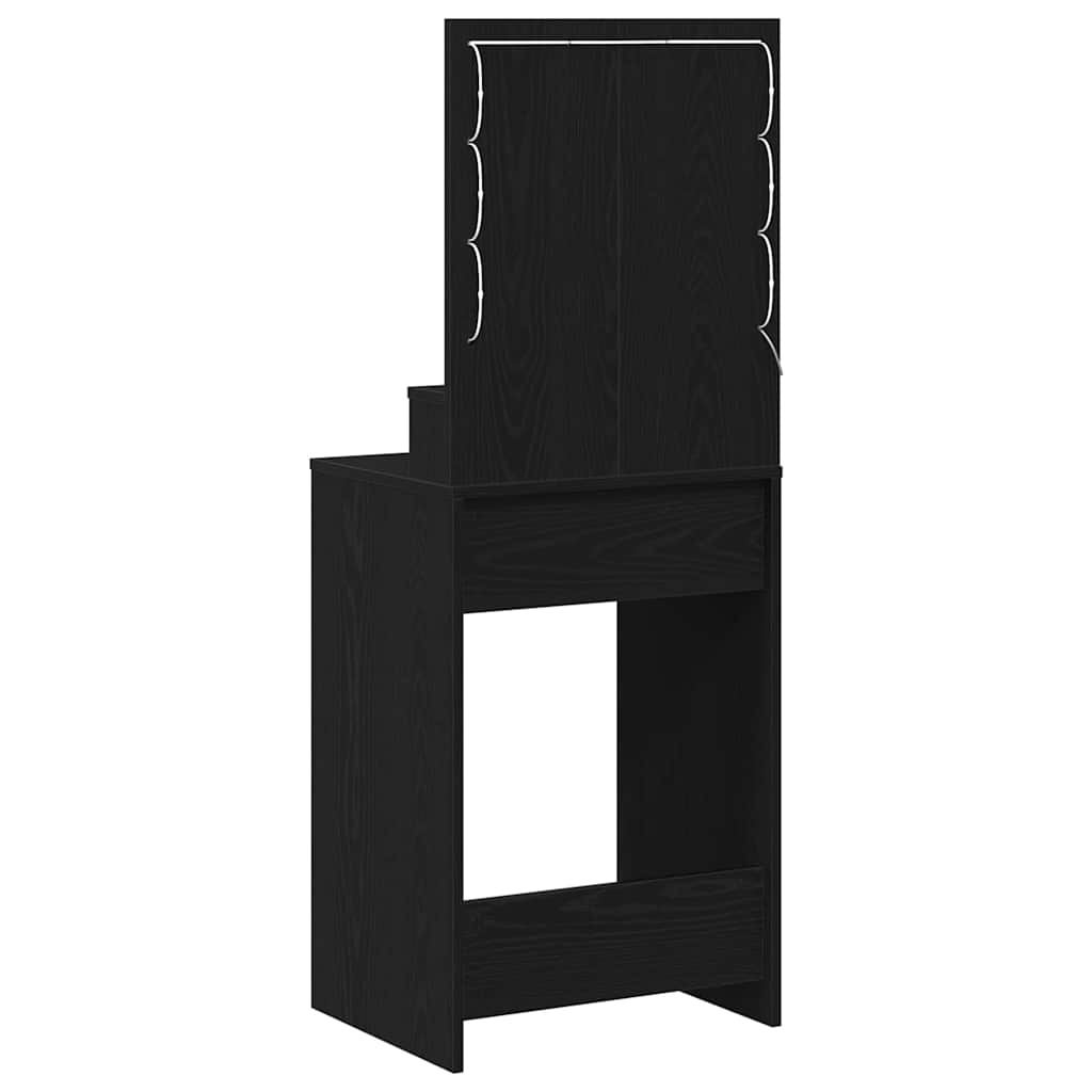 Klædeskab med spejllys Sort eg 50 x 41 x 135 cm Konstrueret træ